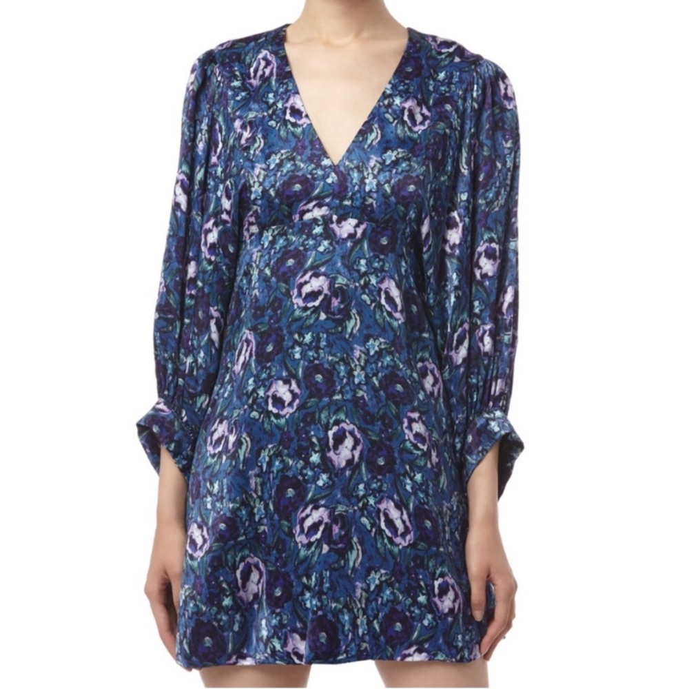 AMUR Multicolor Floral V-Neck Mini Dress